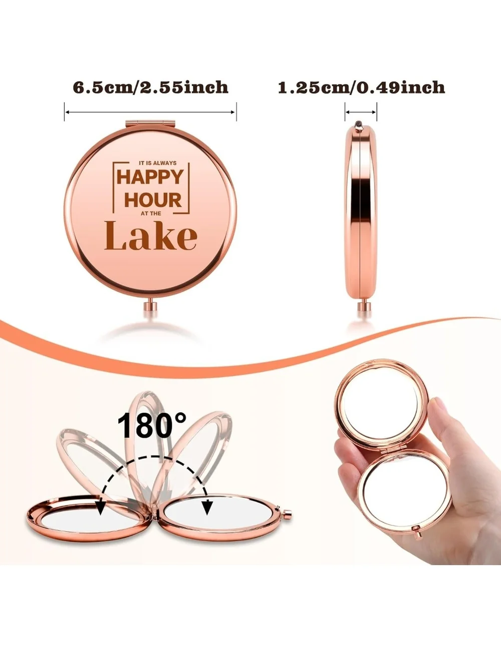 Happy Hour at the Lake Rose Gold Compact Mirror